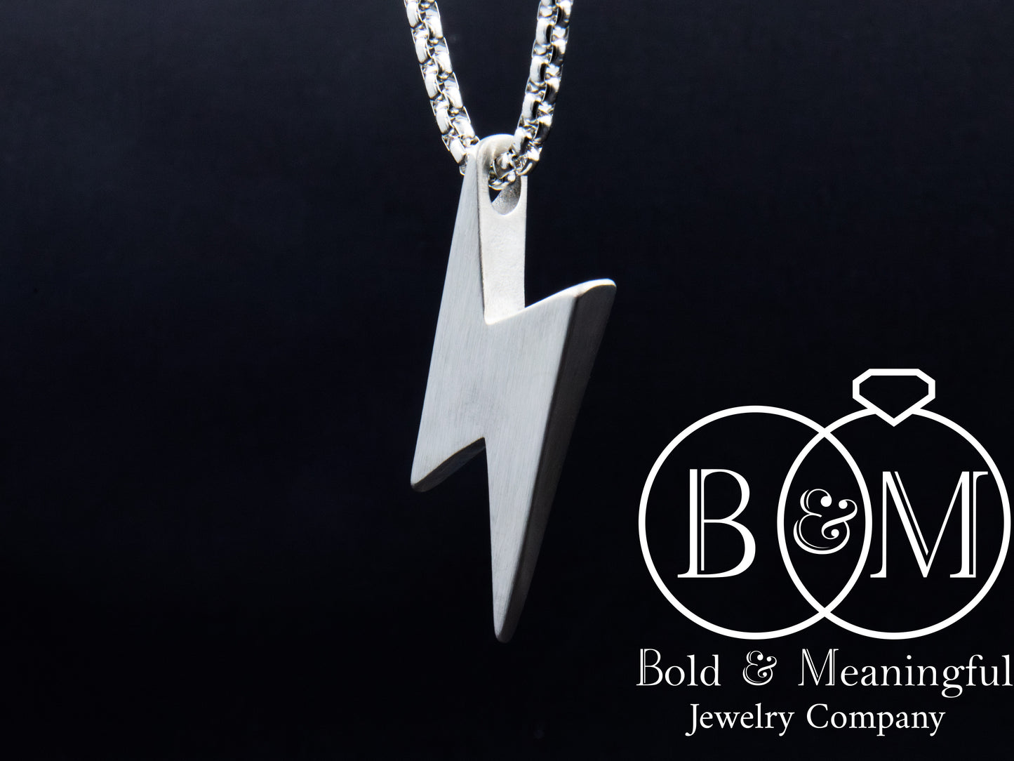 PERSONALIZED Stainless Steel Lightning Bolt Pendant Necklace Stainless Steel