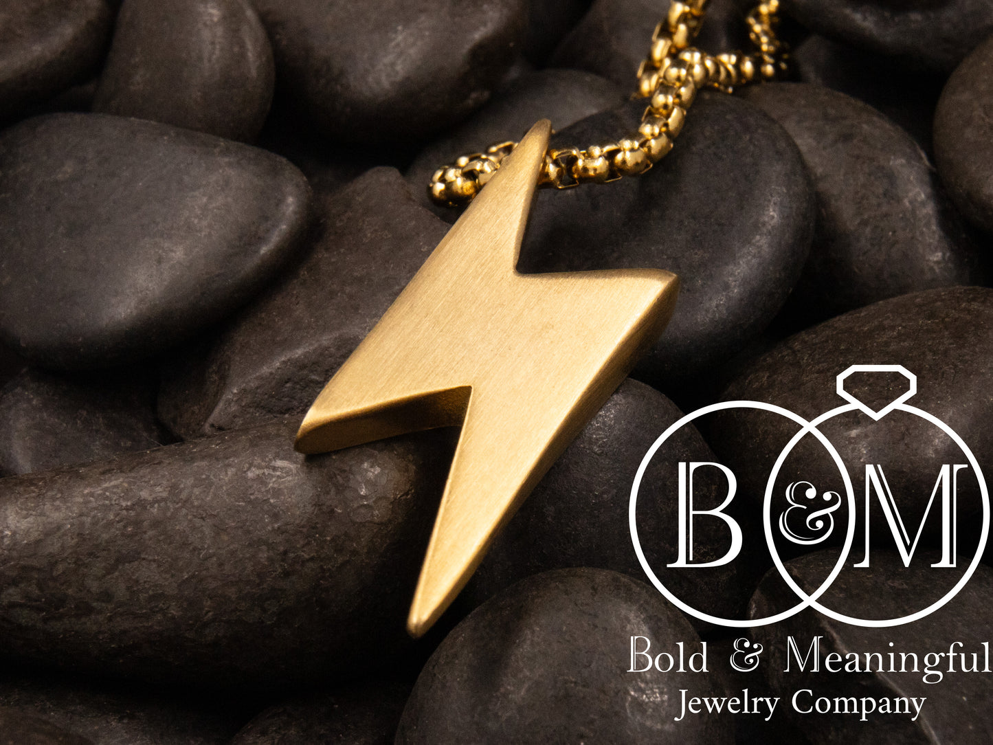 PERSONALIZED Stainless Steel Lightning Bolt Pendant Necklace Stainless Steel